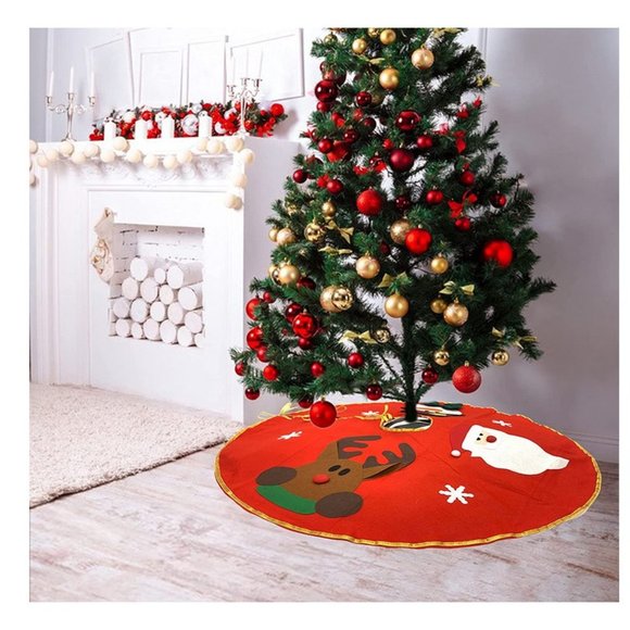 42" Christmas Tree Skirt Tree Cover Tree Skirts Mats Christmas Decorations (Red) - Picture 6 of 8
